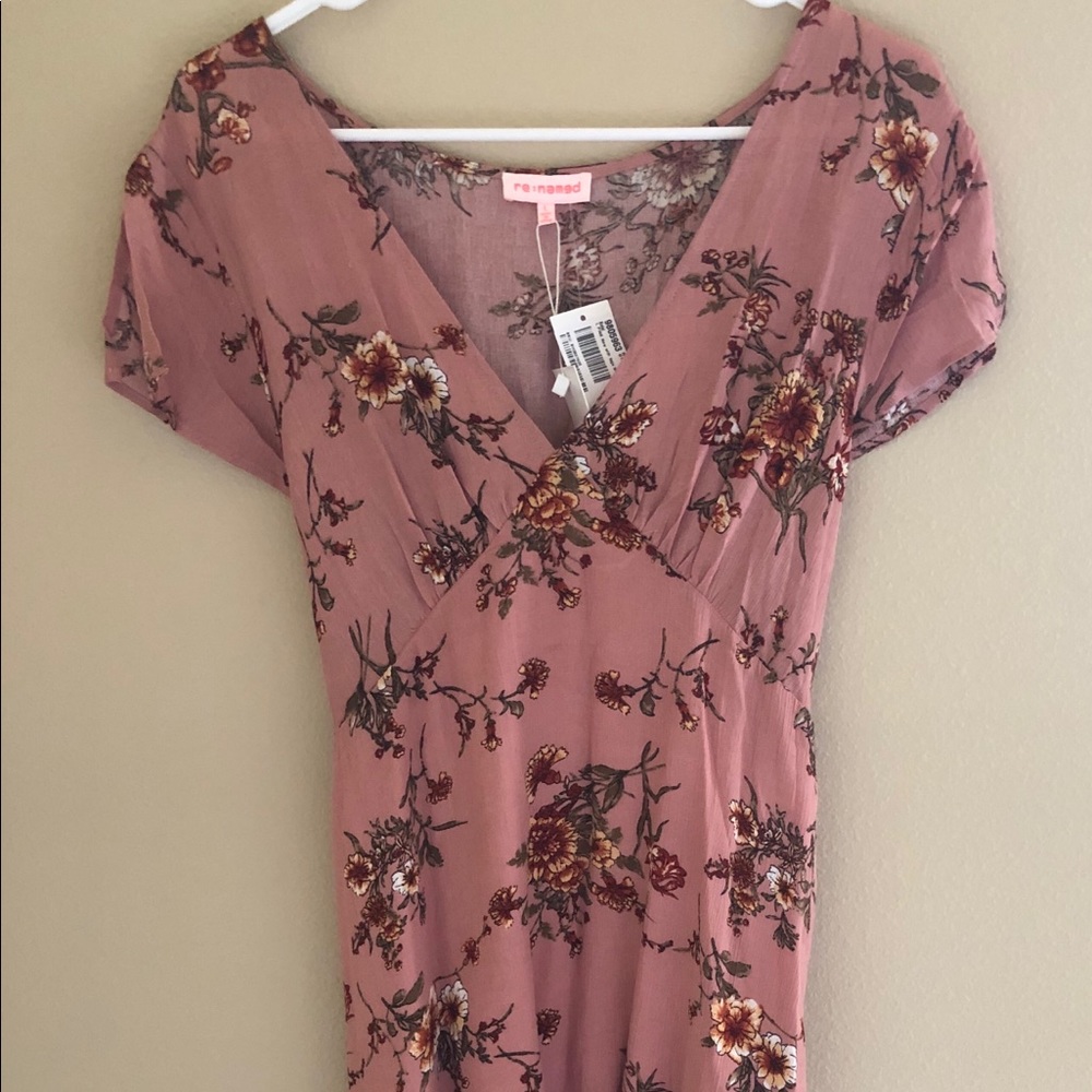 NEW re:named Tie Back Pink Rayon Dress Large